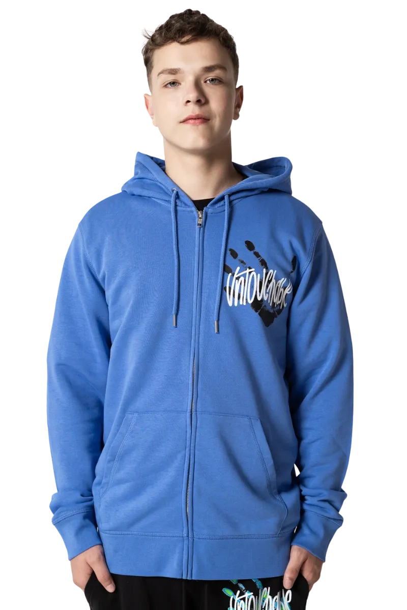 Hanorac cu fermoar imprimeu manual Negru