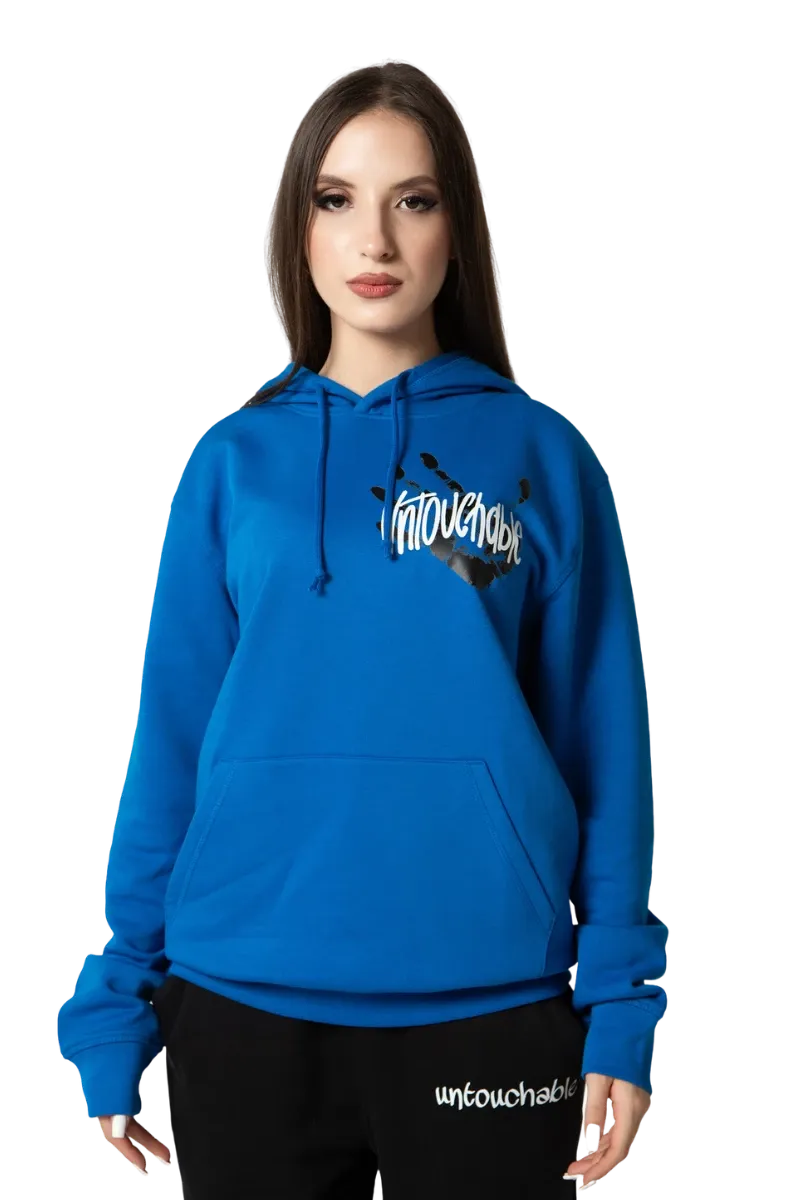 Hanorac cu gluga printat manual Negru