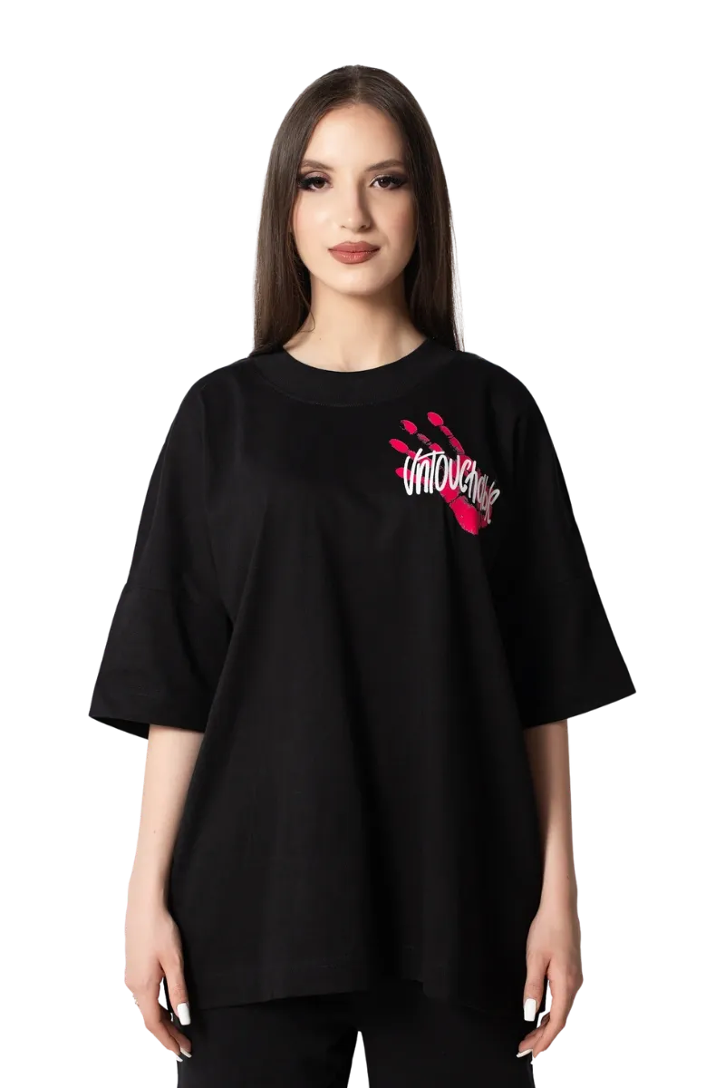 Tricou cu imprimeu manual Neon Roz