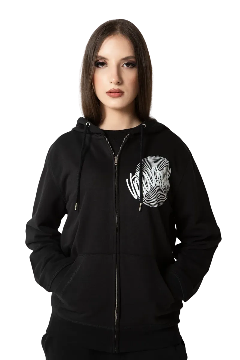 Hanorac cu fermoar Logo Alb