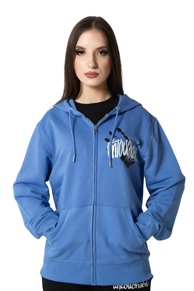 Hanorac cu fermoar cu imprimeu manual Negru